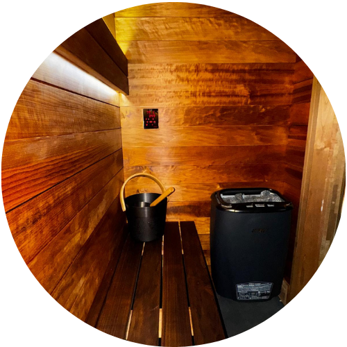 outdoor sauna room premium bench seat and cladding