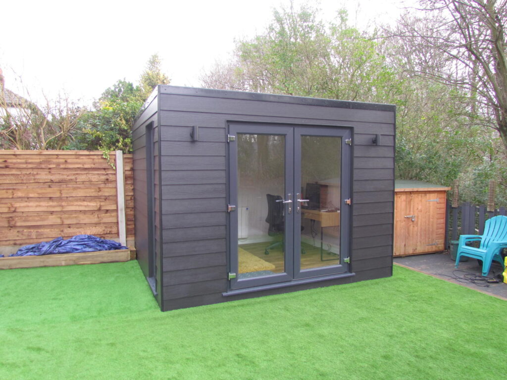 outside shot of full garden office finished