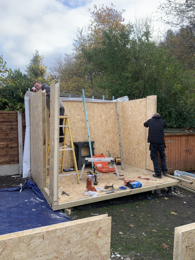 SIP panels being put together for garden room in worsley