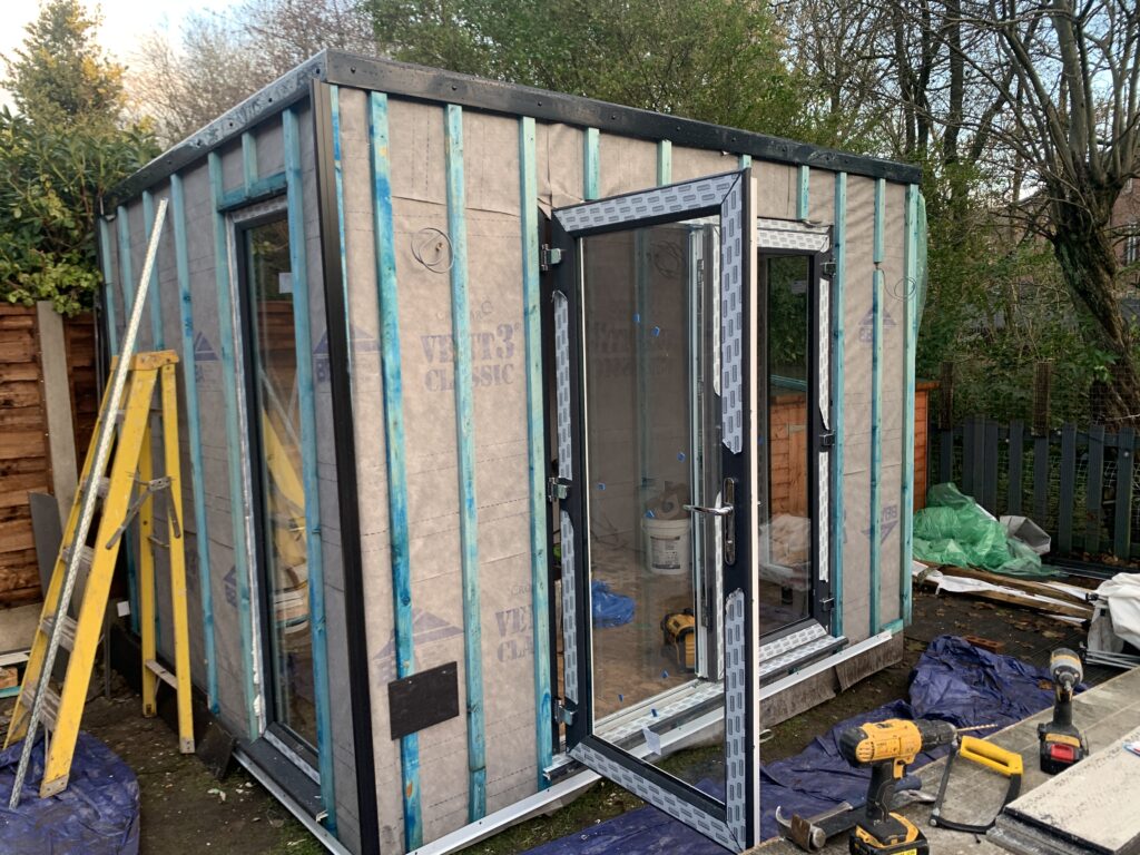 construction phase of small garden room in worsley