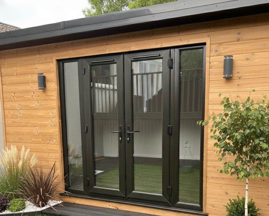 garden office North Hill close up of doors