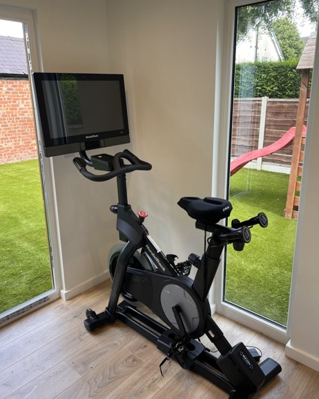 gym bike in garden gym room