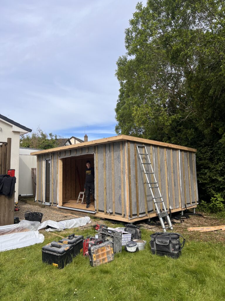 garden office SIP panel structure being built by lux garden rooms