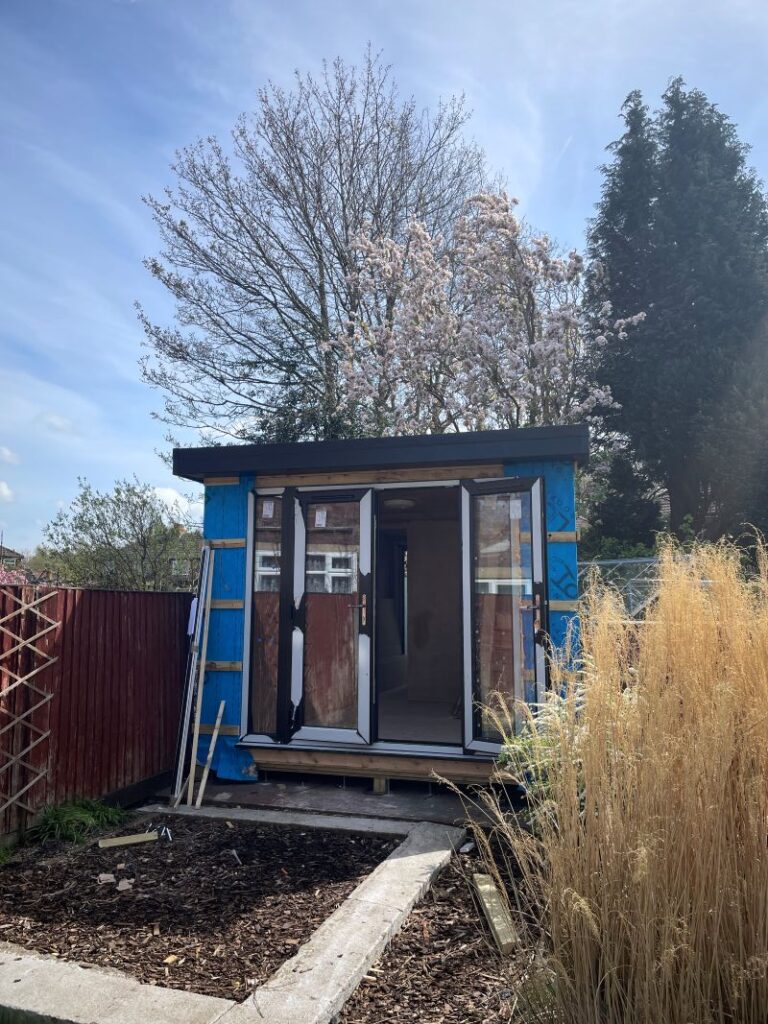 garden office urmston greater manchester lux garden rooms mid construction