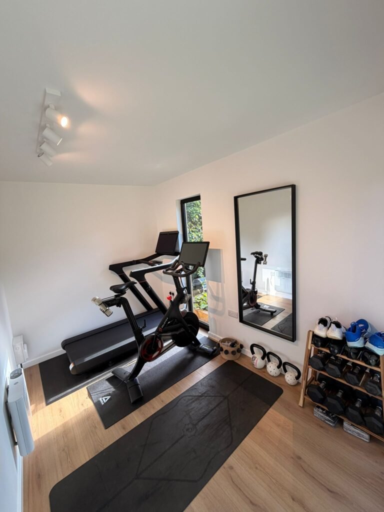 garden gym in macclesfield cheshire by lux garden rooms internal view of finished gym space
