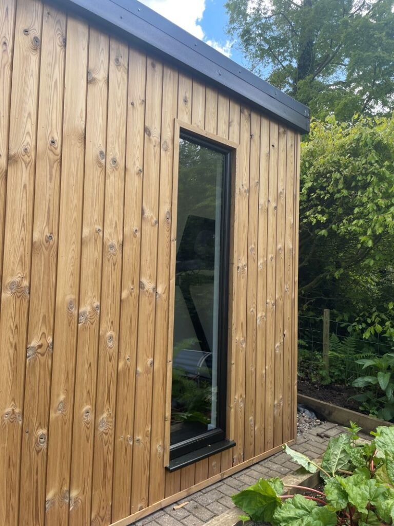 garden gym in macclesfield cheshire by lux garden rooms floor to ceiling windw