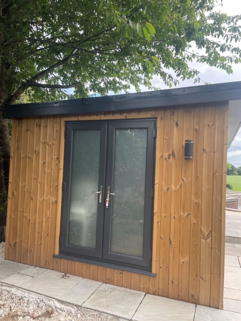 hair salon garden room warrington double store room doors frosted glass