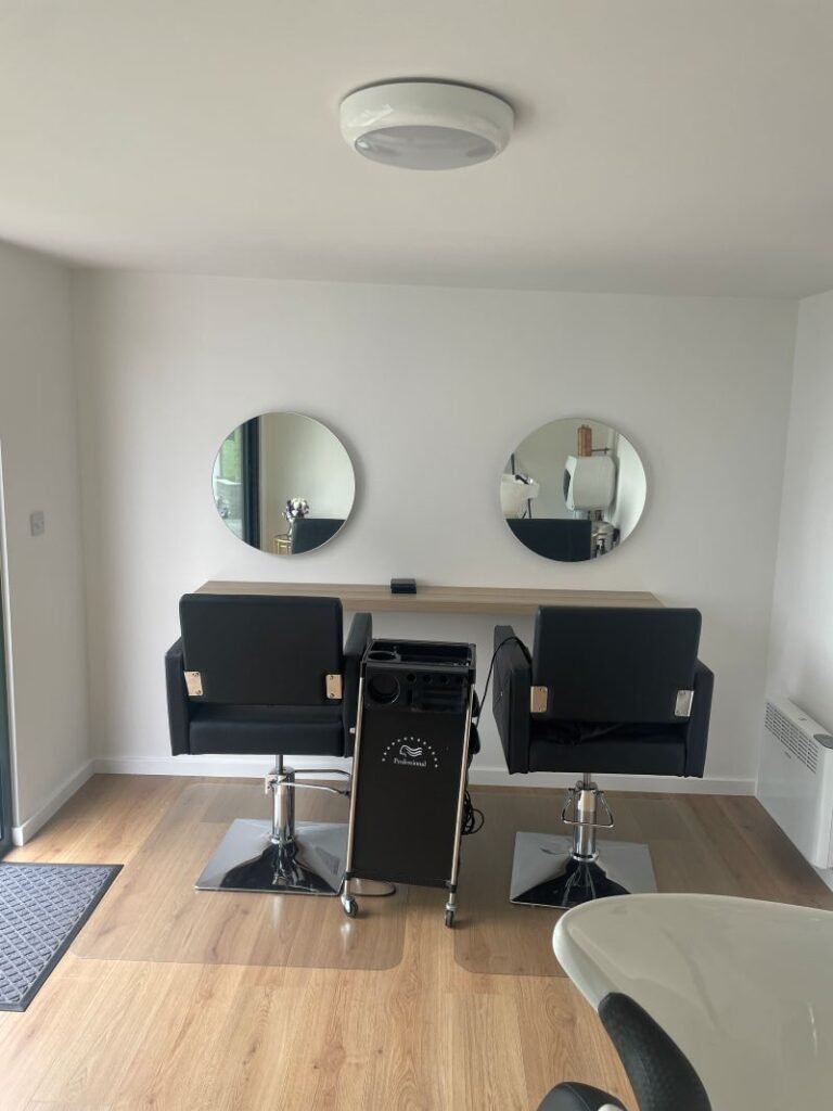 hair salon garden room warrington inside view hairdressing stations mirrors