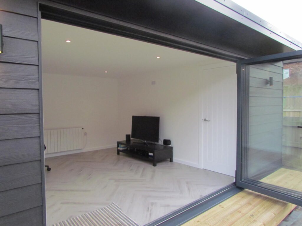 garden office interior and internal door